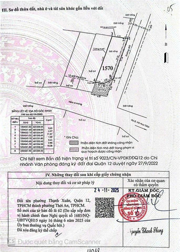Đất thổ cư góc 2mt thạnh xuân 43 kdc  giá tốt