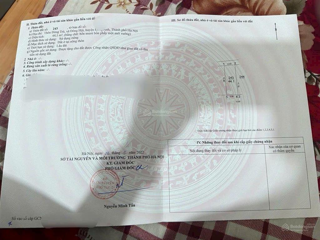 Bán mảnh đất cực hiếm tại đông trùđông anh44m25 tỷ5p ra vinhomes, triển lãm, cầu tứ liên