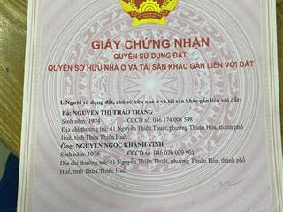 Bán nhà riêng giá siêu hời tại 41 nguyễn thiện thuật, thuận hòa, huế, 50 triệu / m2, 156m2