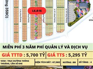 Bán căn liền kề 67,5m2 sẻ khe hàng hiếm tại vlasta thủy nguyên, 5 tỷ.