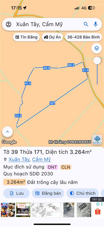 Ngân hàng thanh lý 3264m2 đất tại xuân tây, cẩm mỹ, đồng nai