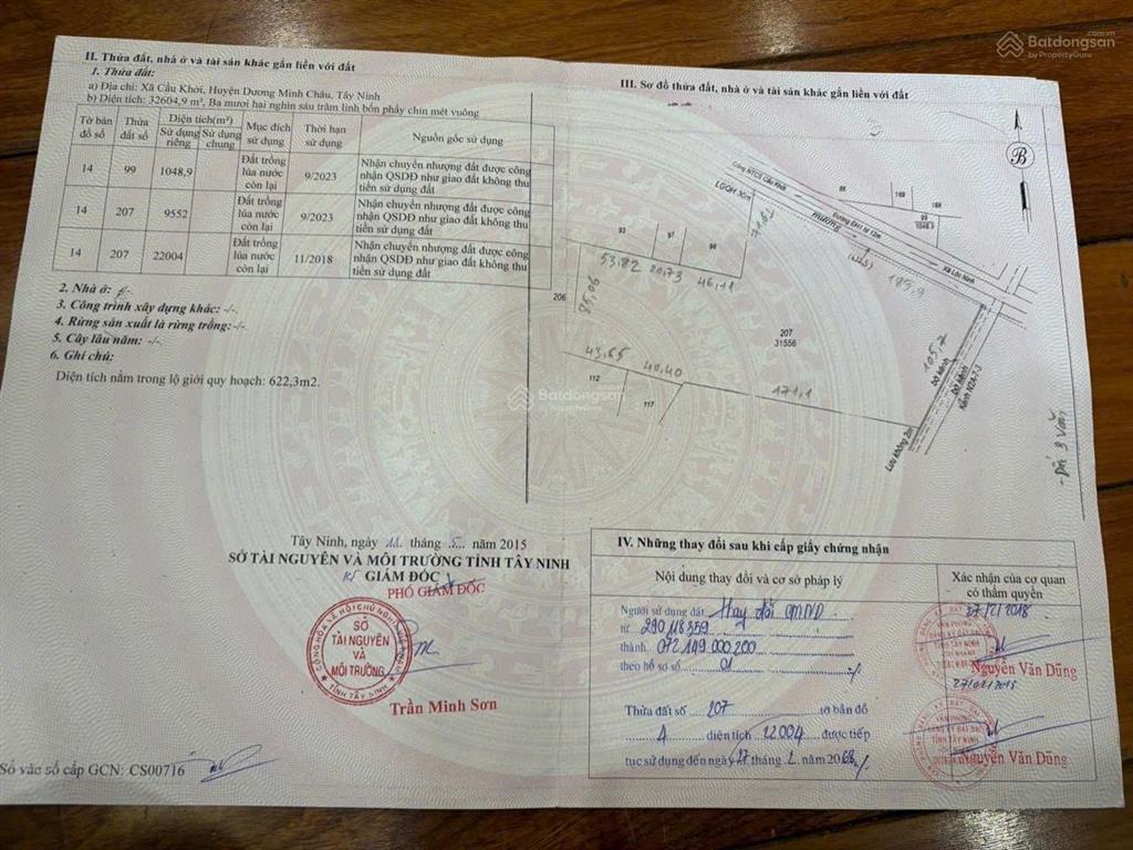 Bán đất tại cầu khởi, dương minh châu, tây ninh, giá siêu hời 270 nghìn / m2, 120000m2
