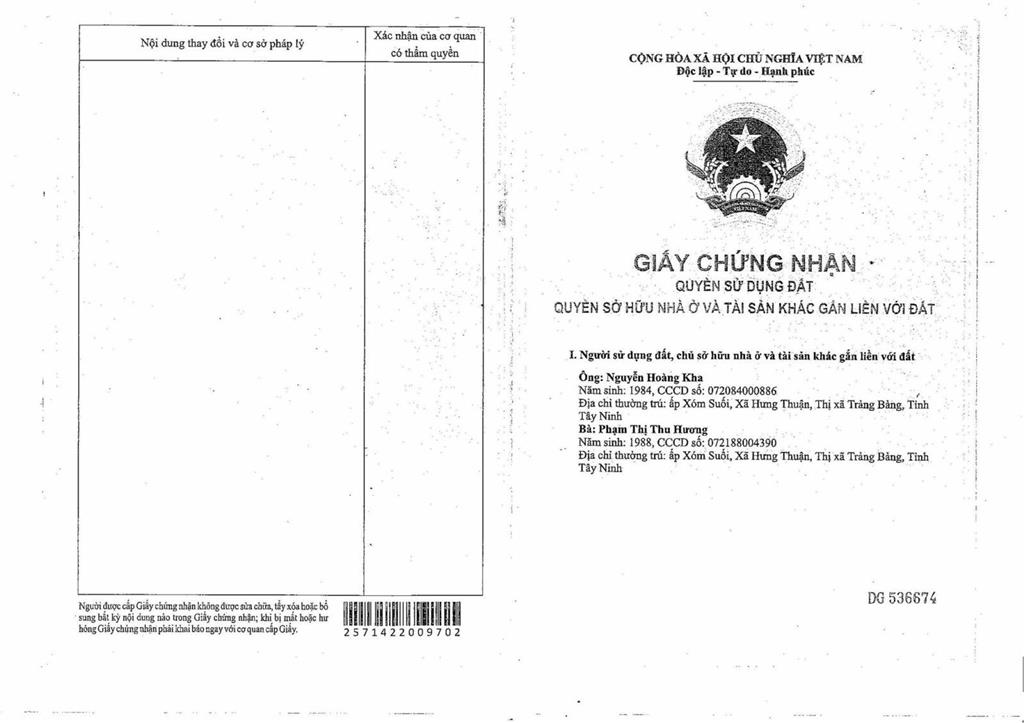 Bán đất tại ấp bùng binh  hưng thuận tặng nhà giá 2.6 tỷ