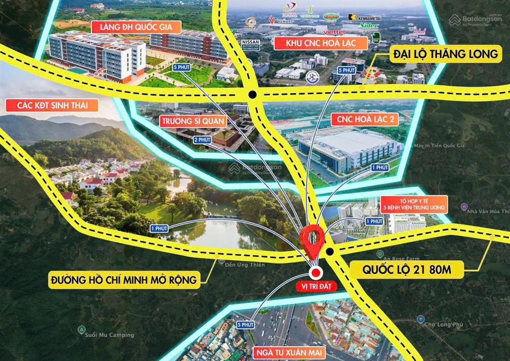 2tỷ2 / 100m2 đất nền phú cát, hoà lạc full thổ cư mặt tiền 7.2m cnc hoà lạc, quốc lộ 21 mở rộng