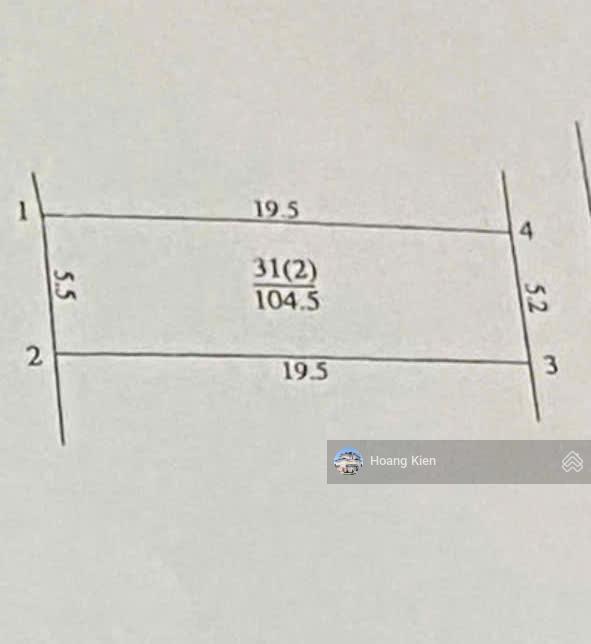 Bán đất thanh đàm hoàng mai 104.5m2 mặt tiền 5.2m giá 135tr/m ngõ thông kd, ô tô tránh