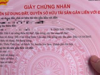 Bán 120m thổ cư minh trí, sóc sơn phù hợp đầu tư dài hạn