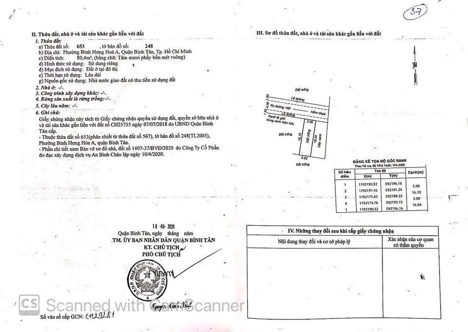 6.8 tỷ. bán đất, hẻm 69 đường 18b, p. bhha, bình tân 5x16.1m, chung vách công viên