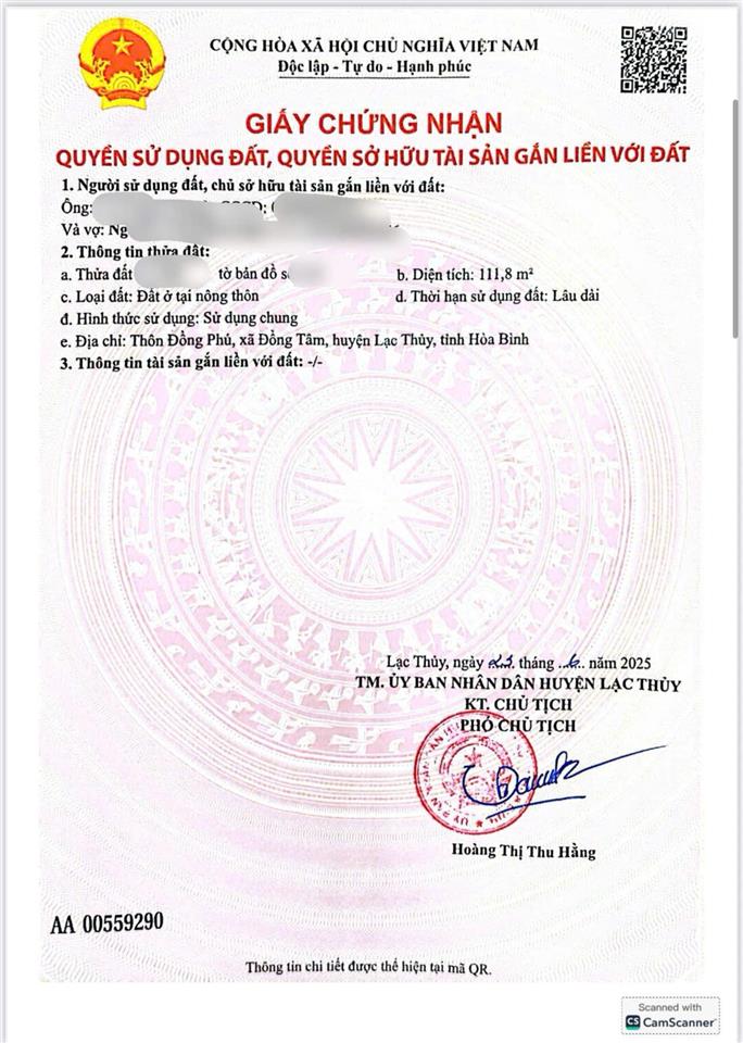 Bán đất tại quốc lộ 21a, đồng tâm, lạc thủy, hòa bình, 20 triệu / m2, 111.8m2 đẹp, nhiều tiện ích