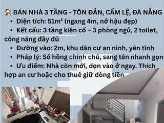 Bán nhà 3,1 tỷ  51m2, đường tôn đản, hòa phát, cẩm lệ, đà nẵng,
