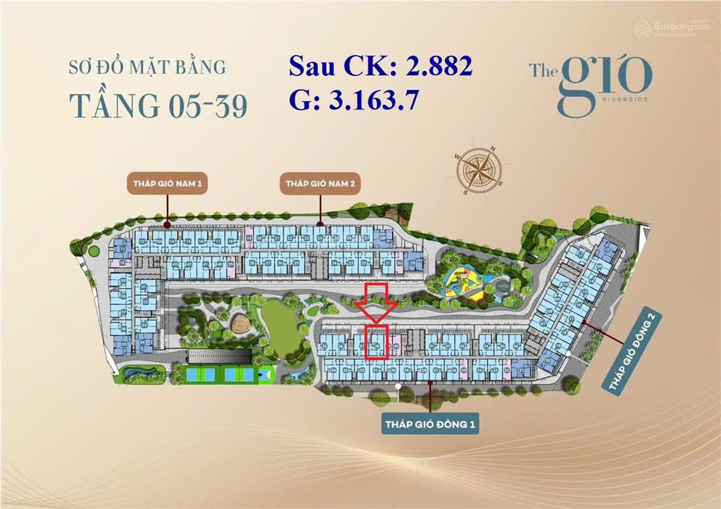2pn 65m2, 2.886 tỷ the gió riverside, view vườn nhiệt đới tầng trung, góp 1% miễn lãi 24 tháng