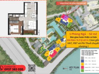 Bán gấp cc the infiniti riviera point 5,2 tỷ, 52m2, 1pn, 1wc, full nội thất