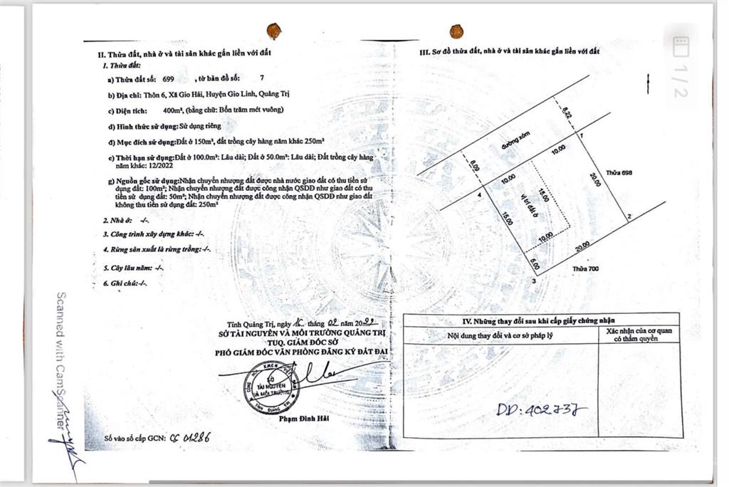 Bán đất tại gio hải, gio linh, quảng trị, 2,6 tỷ, 400m2, đẹp, nhiều tiện ích hot!