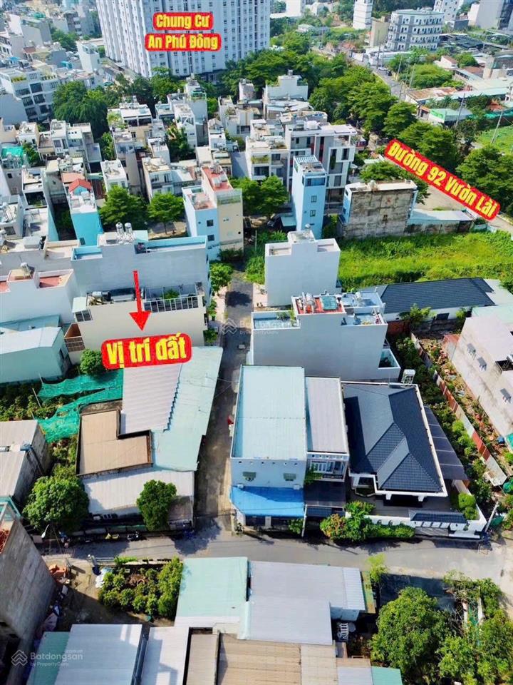 Bán đất hẻm 92 đường vườn lài 4 x 22m = thổ cư 88.1m2 = giá 5.35 tỷ sổ riêng, pháp lí chuẩn