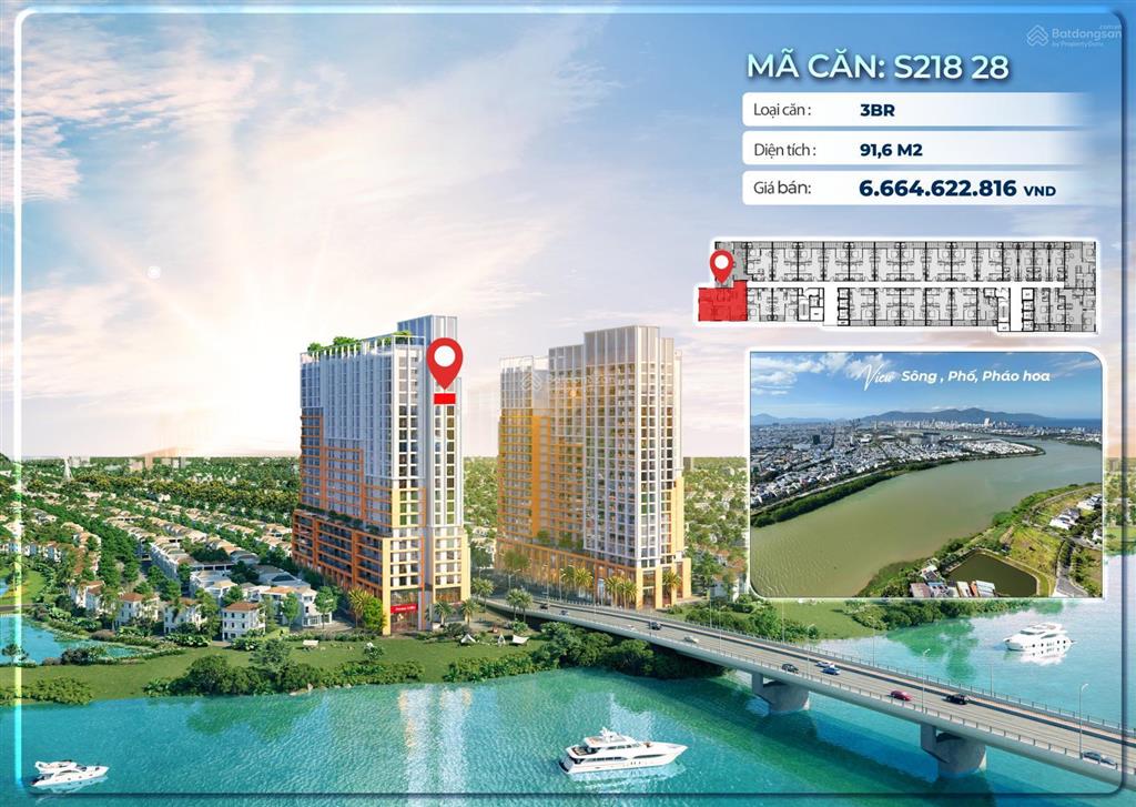 Căn 3pn spana tower, view sông vị trí trung tâm hòa xuân, vừa ở vừa đầu tư siêu tiềm năng