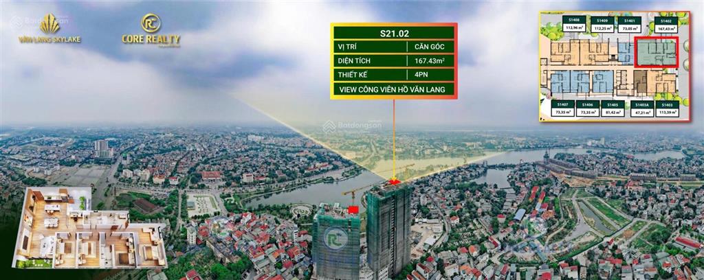Văn lang sky lake 4pn diện tích 167m2 view hồ văn lang