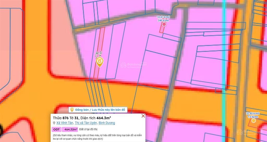 Bán lô đất đẹp tại khu phố 5, p.vĩnh tân, thành phố hồ chí minh, 3.56 tỷ vnd, 464.3m2 thổ cư 100m2