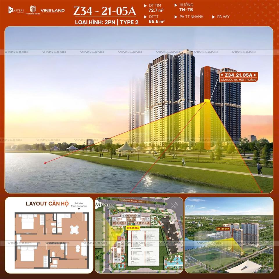 Căn 2pn+1 tầng trung cuối cùng view 2 mặt hồ giá siêu rẻ cơ chế tốt nhất thị trường
