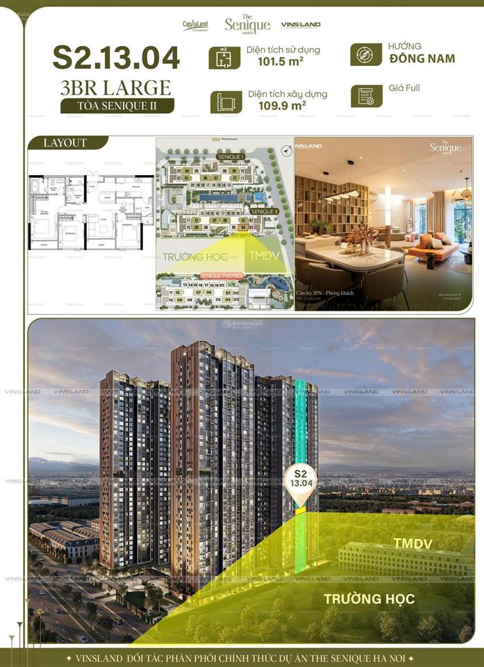 Giờ còn tìm đâu ra căn 3 ngủ tầng trung, hướng đông nam view công viên & ngọc trai nữa như căn này.