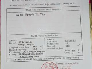 Bán nhà mặt tiền trần huy liệu  phường 7, tp. vũng tàu