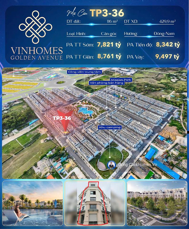 Hot! biệt thự góc 116m² tp336 giá 7.821 tỷ  bt góc vin rẻ nhất thị trường vinhomes golden avenue
