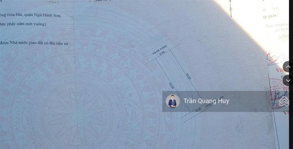 Bán lô lý văn phứchòa hải ngũ hành sơn, mt hướng sông cổ cò, nằm trong khu có nhiều bđs hạng sang