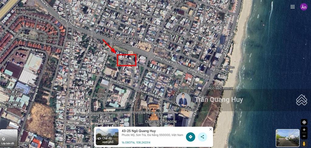 Bán lô đất mt ngô quang huy sát hồ nghinh, vương thừa vũ, ra biển 100 mét, du lịch phát triển
