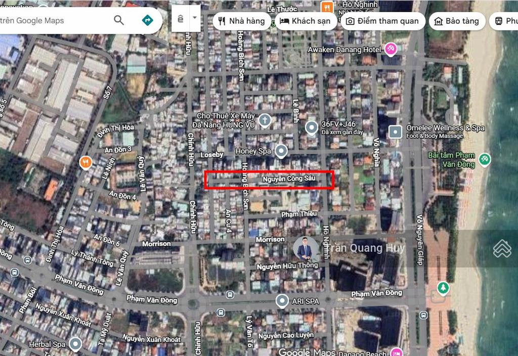 Bán lô đất đẹp mt nguyễn công sáu, dt 100m2 ngang 5m vuông vức, thông hồ nghinh, hoàng bích sơn