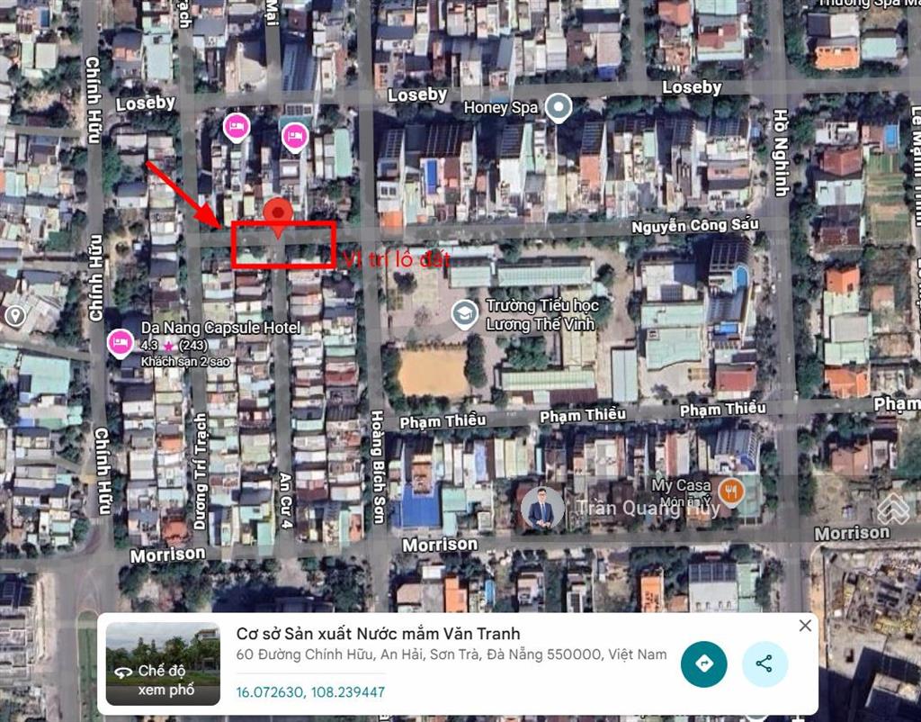 Bán lô góc nguyễn công sáu an cư 4 cách biển 300m, thông hồ nghinh, morrison