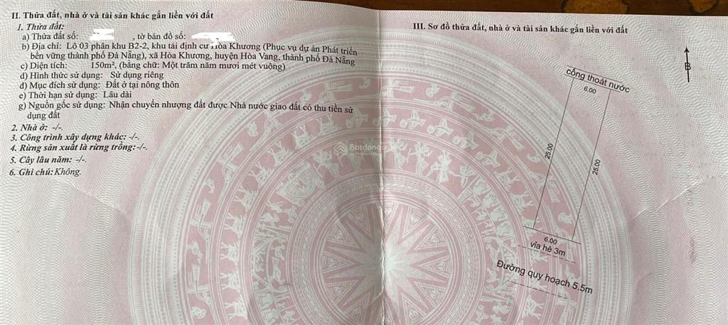 Lô đất tái định cư hoà khương hoà vang