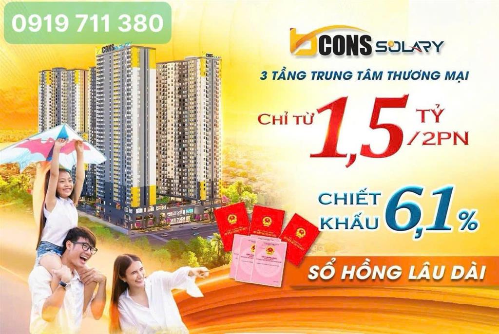 Bcons solary căn hộ cho người trẻ dễ dàng sở hữu, chỉ 1,7 tỷ 2 phòng ngủ 2 wc