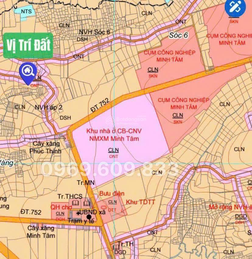 Bán đất nền 270m2 tại đt 752, minh tâm, hớn quản, bình phước, giá 500 triệu