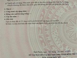 Bán đất tại đt 752, minh tâm, hớn quản, bình phước, 550 triệu, 146.2 m2