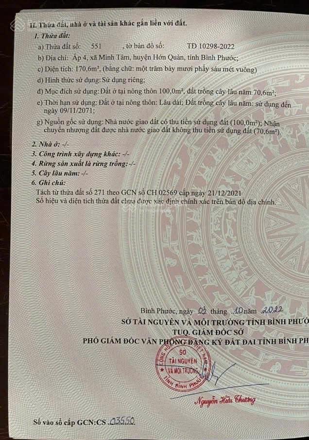 Bán đất tại đt 752, minh tâm, hớn quản, bình phước, 580 triệu, 170.6 m2, giá cực chất