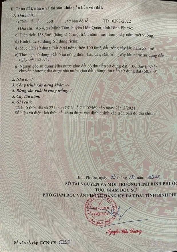 Bán đất nền dt 158.5m2 tại đt 752, minh tâm, hớn quản, bình phước, giá 570 triệu