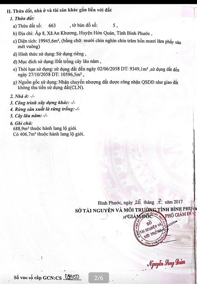 Bán đất tại đt 757, an khương, hớn quản, bình phước chỉ với 33 tỷ, 19945m2