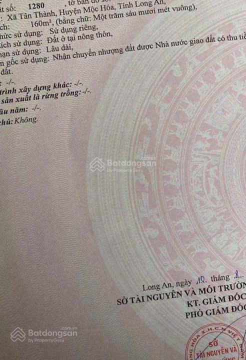 Bán đất tại tân thành, mộc hóa, long an, 1,28 tỷ, 160 m2