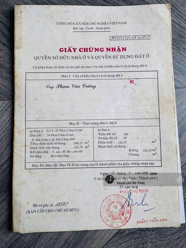Lô đất mặt tiền đường phan châu trinh, ngay ngã 5 trần quốc toản, hoàng diệu, giá bán 22 tỷ