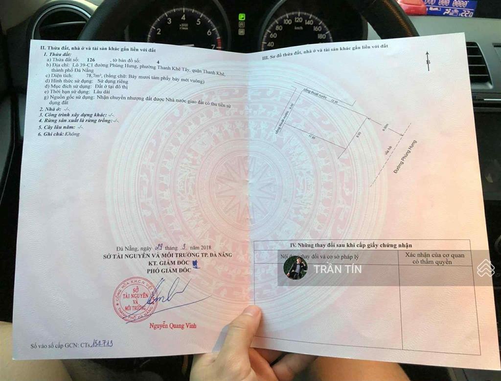 Lô đất mặt tiền đường phùng hưng, sát nguyễn tất thành, cách biển chỉ vài bước chân.