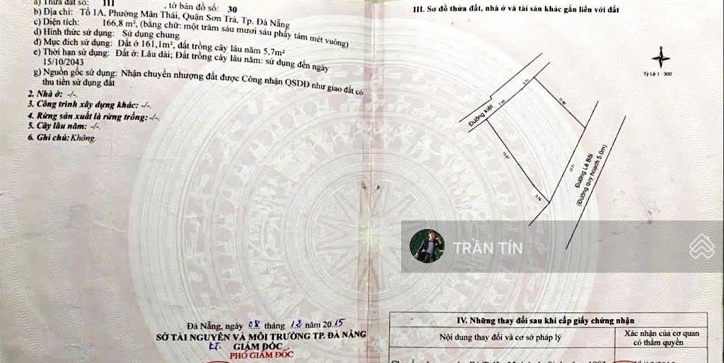 Lô đất mặt tiền đường lê bôi, sơn trà, cách biển chỉ 50m