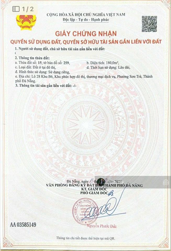 Lô đất mặt tiền đường nguyễn hữu an, view vịnh biển, sát nhà hàng chân trời góc bể