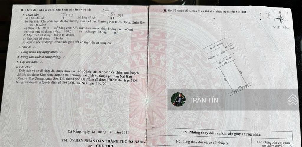 Lô đất mặt tiền đường trần sâm, ngay nhà hàng chân trời góc bể