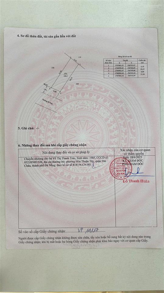 Bán gấp đất thổ cư tại thôn an châu, hòa phú, hòa vang, đà nẵng giá ưu đãi 13 triệu/m2, 126.1m2