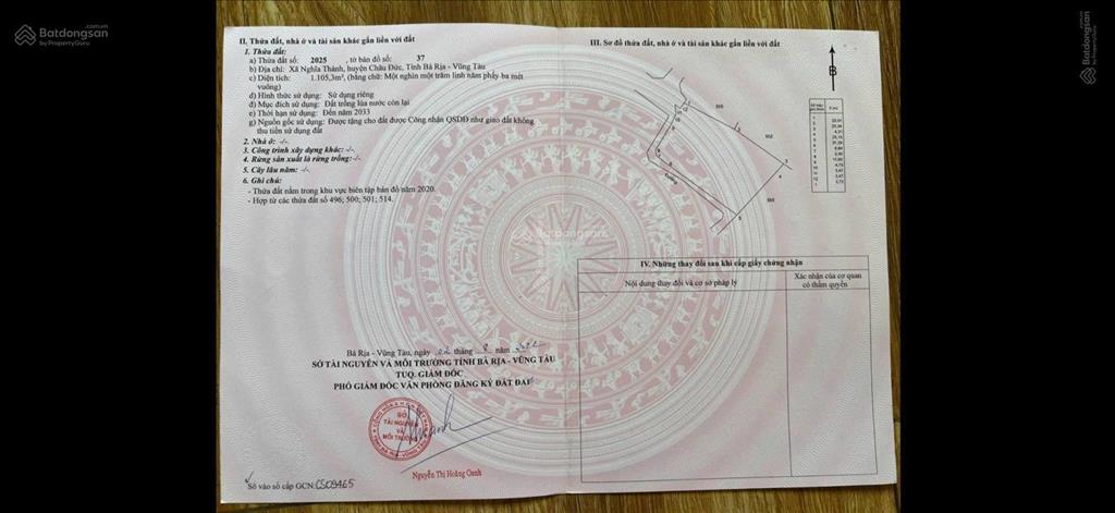 Cần bán 1,5ha đất thuộc nghĩa thành châu đức bà rịa vũng tàu tphcm ngay kcn sonadezi