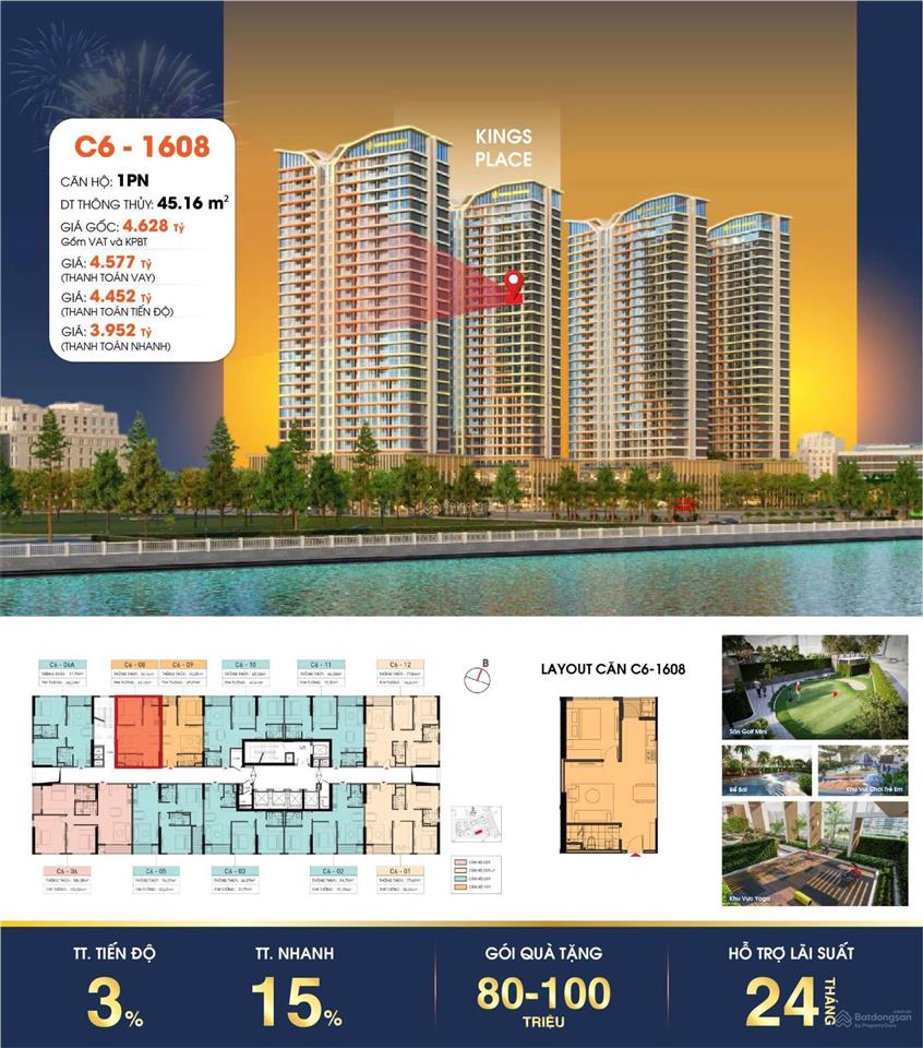 Duy nhất 2 căn 1pn trong giỏ hàng độc quyền capital square