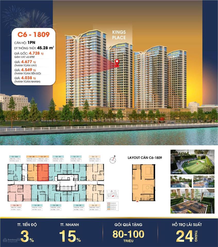 Duy nhất 2 căn 1pn trong giỏ hàng độc quyền capital square