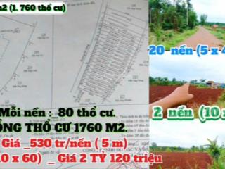 Siêu hot! 22 nền thổ cư (80m²/nền) tổng 6.299m², trong đó 1.760m² thổ cư giá chỉ từ 530 triệu/nền