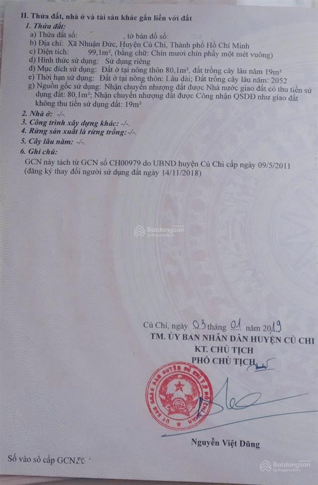 Lô đất ngay đường nhuận đức 99m2 giá 900tr thổ cư xây tự do gần trường tiểu học nhuận đức sổ riêng