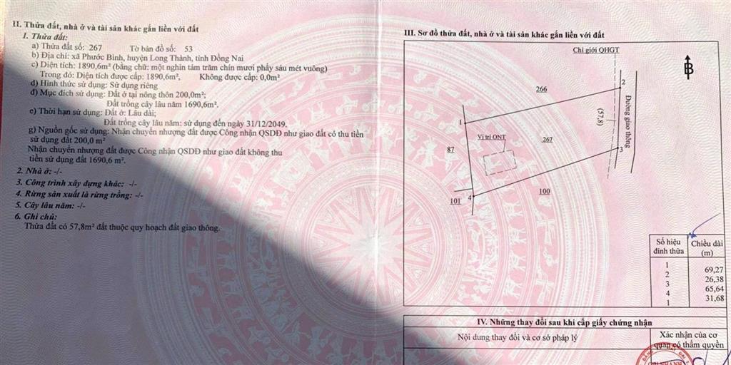 1.9 sào phước bình  mặt tiền nhựa 26m  nở hậu tài lộc  sẵn 200m tc  9,9 tỷ