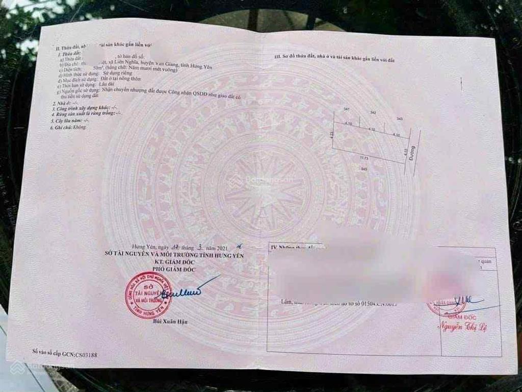 Bán đất 50m2 tại xã liên nghĩa, văn giang, hưng yên, giá cực chất 1,8 tỷ