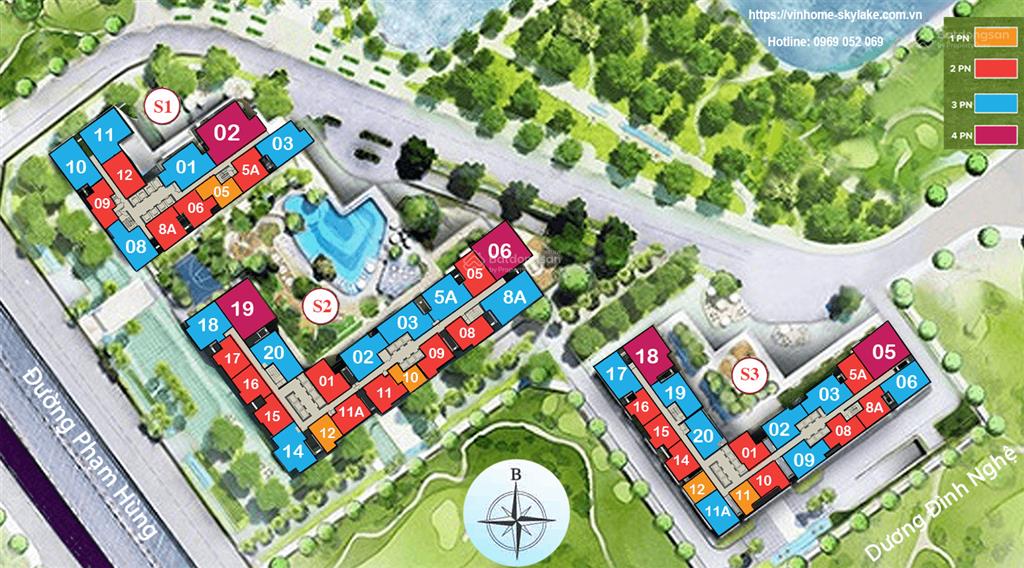 Quỹ căn hộ đẹp nhất thị trường 2pn cc vinhomes sky lake, phạm hùng, giá tốt nhất